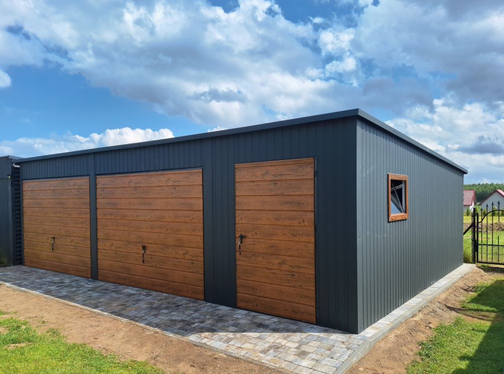 garaż blaszany podwójny